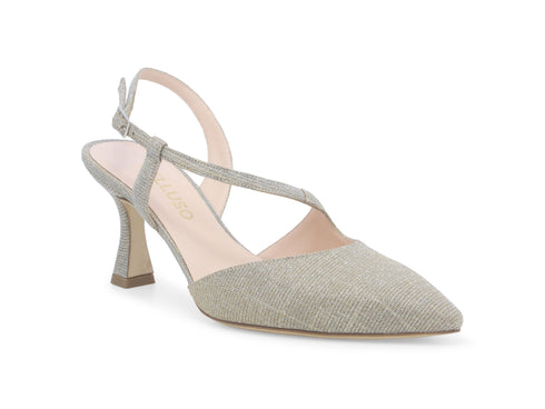 Melluso Décolleté Made in Italy Tallone Aperto Tessuto Galassia